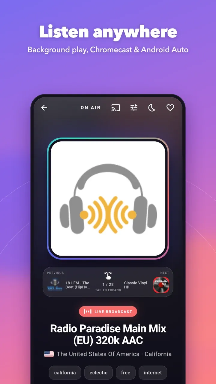 The player with a station playing
