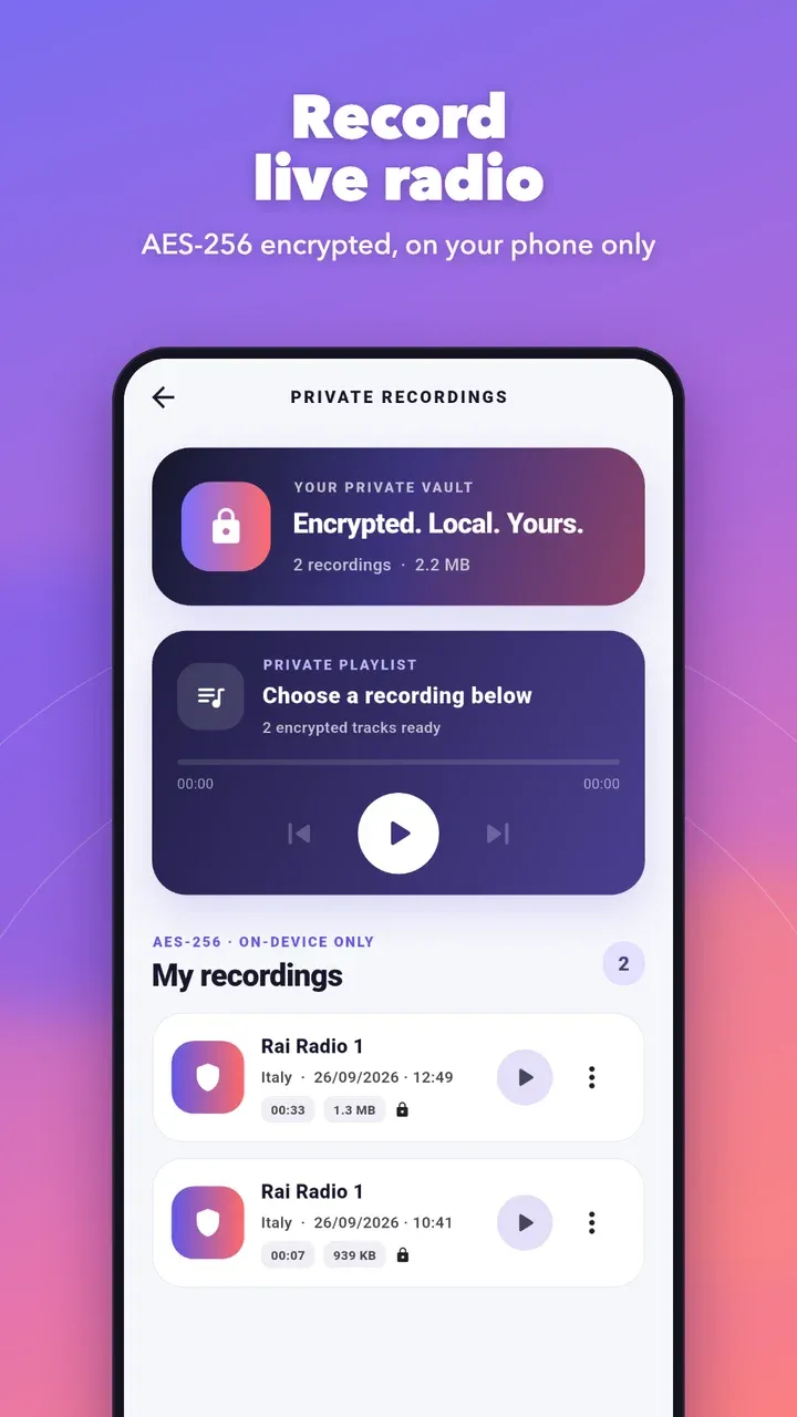 Private recordings of live broadcasts